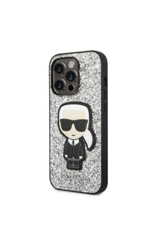 Buy Karl Lagerfeld Glitter Flakes Case With Ikonik Patch For iPhone 14 Pro - Silver in UAE