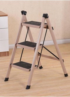 Buy Multi-purpose 3-step metal ladder for home with wide, sturdy folding foot in Saudi Arabia