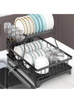 Buy 2 Tier Dish Drying Rack, Large Capacity Detachable Dish Racks for Kitchen Counter, Stainless Steel Scratch Resistant Dish Drainer Organizer in UAE