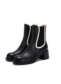 Buy Women's Ankle Boots Simple Genuine Leather Design Elastic Band Easy Sleeve Way Stylish Comfortable Non-Slip Women's Boots in Saudi Arabia