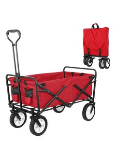 Buy Collapsible Folding Outdoor Utility Wagon-Red in Saudi Arabia