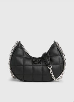 Buy Women's Quilted Shoulder Bag -  quilted faux leather exterior, Black in UAE