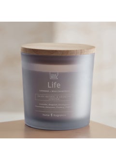 اشتري Sentiment Life Frosted Glass Jar Candle with Wooden Lid 320 g في الامارات