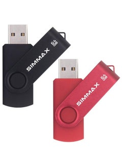 اشتري Usb Flash Drives 2 Pack 64Gb Memory Stick Swivel Design Usb 2.0 Flash Drive Thumb Drive Zip Drives (64Gb Black Red) في الامارات