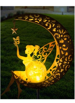 اشتري Outdoor Solar Garden Decor Lights, Fairy Moon Figurine Waterproof Light Stake, Housewarming Ornament for Patio, Lawn, Yard, Pathway, Gift Ideas for Gardening Mom Grandma في السعودية