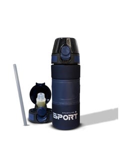 Buy Sports Water Bottle with Straw Leak-Proof - BPA-Free, Durable, and Lightweight - Ideal for Outdoor, Fitness, School, and Travel, 500ML (Dark Blue) in Egypt