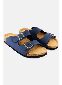 Buy Men Buckle Slip On Cork Sandals, Navy Blue in Saudi Arabia