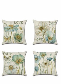 Buy Throw Pillow Covers Set Decorative Watercolor Pattern Waterproof Cushion Covers Perfect to Outdoor Patio Garden Living Room Sofa Farmhouse Decor 18 x 18 Cm 4 Pcs in UAE