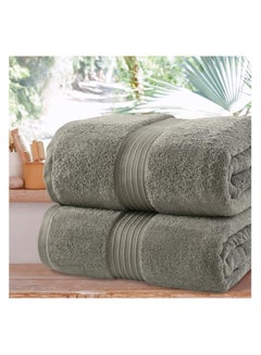 Buy Pioneer Set Of 2 Supersoft Highly Absorbent Lightweight 550Gsm 70 X 140 Cm Bath Towel Charcoal Grey in UAE