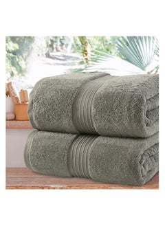 اشتري Pioneer Set Of 2 Supersoft Highly Absorbent Lightweight 550Gsm 70 X 140 Cm Bath Towel Charcoal Grey في الامارات