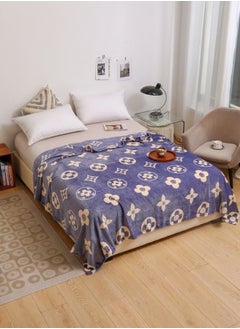 Buy Fleece Blanket 200*230cm Super Soft, Warm and Cozy, Throw Gray Color with Floral Design. in UAE