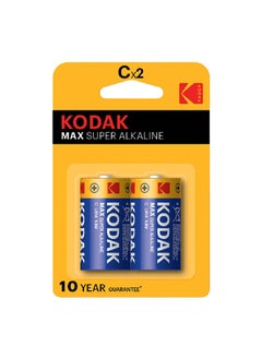 Buy 2-Piece 1.5V C Alkaline Battery Set for Energy-Intensive Devices Blue and Yellow 8 x 12 x 3 cm KOD002 in Saudi Arabia