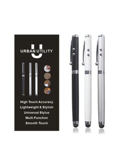 Buy 4 In 1, Pack Of 3, Laser Pen Stylus Precision Writing Tool With Laser Pointer LED Light Stylus Tip Ballpoint Pen For Tablets And Smartphones in UAE