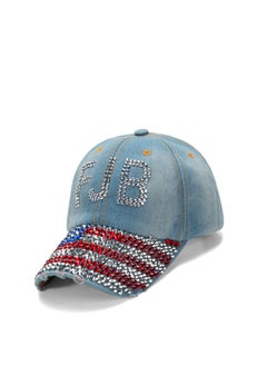 Buy FJB Rhinestone Denim Baseball Cap – Distressed USA Flag Adjustable Hat, Unisex in UAE