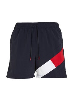 Buy Men's Flag Mid Length Drawstring Slim Swim Shorts, Navy in Saudi Arabia