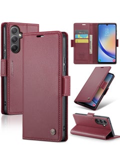 Buy CaseMe Flip Wallet Case For Samsung Galaxy A34 RFID Blocking PU Leather Wallet Flip Folio Case with Card Holder Kickstand Shockproof Phone Cover (Red) in Egypt