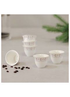 Buy Gibral 6 Piece New Bone China Cawa Cup Set 80Ml Serve 6 23X11X6.9 Cm Gold in UAE