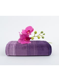 Buy Towel Zooni 500 Gsm 100% Cotton-Pile To Pile Velor Stripe1 Hand  50X90 CmSoft Touch Extra Absorbent-Purple in Saudi Arabia