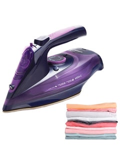 Buy Cordless Steam Iron,Portable Anti Drip Clothes Iron Steam with Non Stick Ceramic Soleplate, 2400W Rapid Even Heat,Self-Cleaning,5 Temp Settings, 360ml Water Tank,Purple in Saudi Arabia