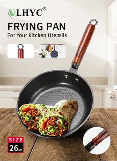 Buy Non-stick frying pan and skillet with 5-layer PTFE non-stick spray coating JY-06 Black 26CM in Saudi Arabia