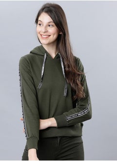 Buy Regular Fit Taping Print Detail Hoodie in Saudi Arabia