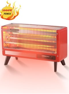 Buy 2000W Rectangular Electric Heater with 4 Burners Portable Quartz Electric Heater with Temperature Control Switch CY-R5832 Red/Silver in Saudi Arabia