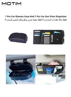 Buy 1 Pcs Car Glasses Case Universal Sunglasses Storage Box Black with Clip for Sun Visor And 1 Pcs Car Sun Visor Organizer Storage Bag and Glasses Holder Black in Saudi Arabia