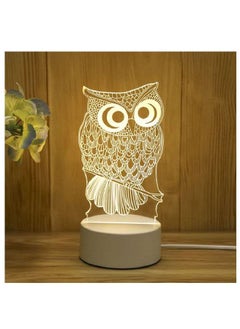 Buy Owl type 3D Acrylic Bedroom Bedside Cartoon LED Desk Lamp in UAE