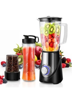 Buy 3-In-1 Juicer Blender 600W Smoothie Blender, 1000ml Plastic Jar, 600ml Portable Sports Blender Cup and 150ml Grain Grinder, 3 speeds Settings with Pulse Mode in Saudi Arabia