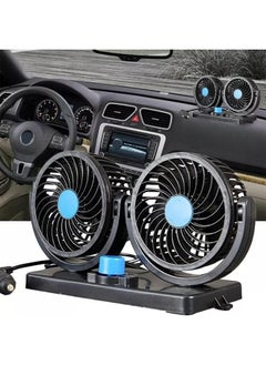 Buy Cooling Car Fan, 12V Electric 2 Speed Dual Head Fans for Seat Passenger Portable Vehicle Fan, 360° Rotatable Cooling Air Fan 12V Cigarette Lighter in Saudi Arabia