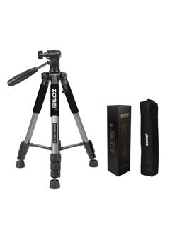 اشتري Camera Tripod 55-inch Q111 with Phone Holder,Cell Phone Tripod Stand Protable Lightweight for Canon Nikon Sony DSLR Projector Webcam Spotting Scopes Gopro and Smartphones Live silver في الامارات