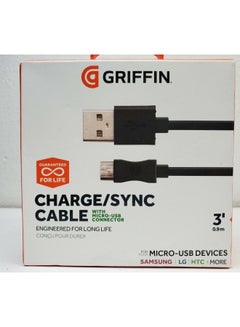 Buy Micro USB Data Sync Charging Cable 1meter Black in Saudi Arabia