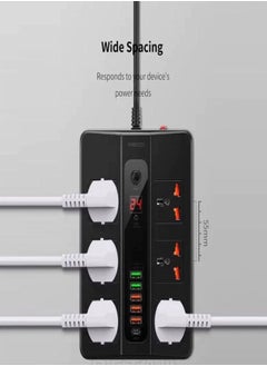 Buy 1-Piece Recci PD+QC UK Plug Power Socket (6 AC Outlets, Type-C + 5 USB Ports in UAE