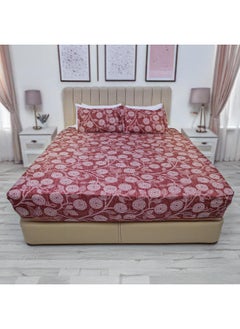 اشتري Status Contract Cotton Rich Double Bedsheet With 2 Pillow Covers For Bed Room, Home, Hotel-120 Gsm (Maroon) في الامارات