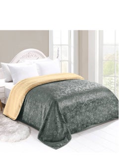 Buy Double-sided blanket, soft velvet and warm fur, elegant design, size 240x200 cm in Saudi Arabia