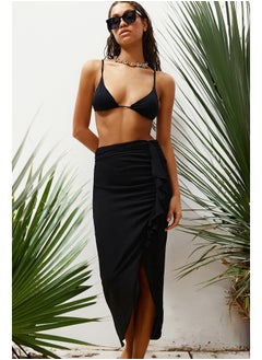 Buy Black Midi Woven Flounce Skirt TBESS24ET00015 in Egypt