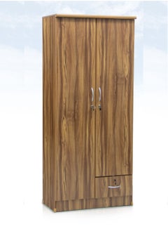 Buy Karnak Best 2 Door Wooden Wardrobe Cabinet Cupboard Engineered Wood With 1 Lockable Drawer Perfect Modern Stylish Heavy Duty Color 621P-Golden Teak in UAE