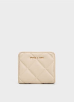 Buy CHARLES & KEITH Anwen Quilted Zip-Around Wallet - Beige in UAE