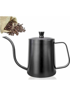 اشتري V60 Pour over Kettle Goose Neck Long Narrow Spout with Lid Coffee Tea | Pot 304 Stainless Steel | Teflon Coated | Pitcher for Pouring Coffee 600ml في السعودية
