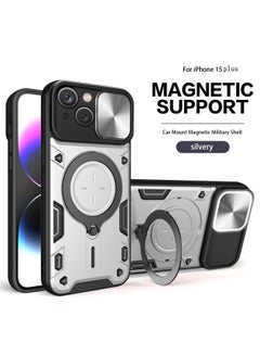Buy Back Cover Phone Protection Case For iPhone 15 Plus Silver White in UAE