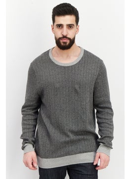 Buy Men Crew Neck Texture Long Sleeves Sweater, Black in Saudi Arabia