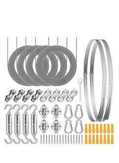 اشتري Sun Shade Sail Hardware Kit 6 inch with 4pcs 50.5ft Cable Wire Rope 304 Stainless Steel for Patio Garden Triangle Rectangle and Square Sails Installation 59 pcs في السعودية