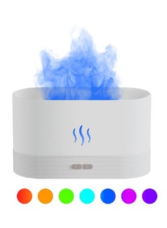 اشتري Upgraded 7 Color Flame Fireplace Air Aroma Essential Oil Diffuser,USB Personal Desktop Noiseless Cool Mist Humidifier with Auto-Off Protection for Home,Office, Gift (White) في السعودية
