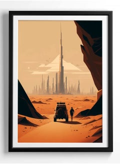 اشتري Dubai Travel Burj Khalifa Desert  , UAE Poster with Frame 30x40cm في الامارات