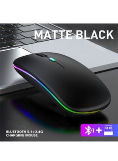 Buy Wireless Bluetooth Mouse, Rechargeable LED Dual Mode Mouse, Portable Silent Mouse for Laptop Desktop Tablet(Black) in Saudi Arabia
