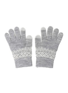 Buy 1 Pair Winter Touch Screen Gloves Soft Thermal Winter Knitting Gloves Elastic Texting Gloves Birthday Gifts (Grey) in UAE