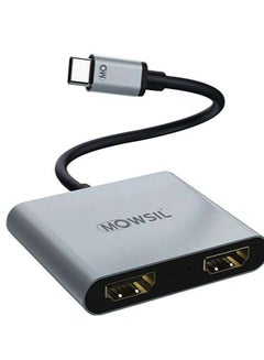 اشتري Mowsil USB Type C to Dual HDMI Adaptor, Aluminium Shell في الامارات