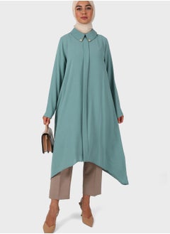 Buy Embellished Neck Asymmetrical Hem Tunic in UAE