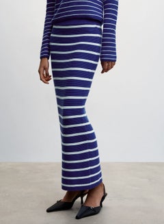 Buy Striped Knitted Maxi Skirt in UAE