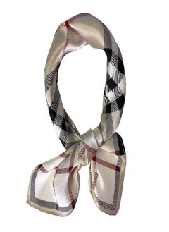 Buy JERLA Women's Men's Small Square Real Mulberry Silk Scarfs Hair scarf head neck face scarf 21" x 21" (Classic Khaki check) in UAE